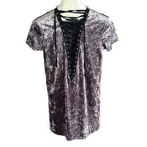 🎈S54 Fashion Nova lace up velvet shirt/mini dress